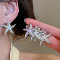 Alloy Silver Pin Enamel Starfish Stud Earrings, Niche Geometric Light Luxury Fashion Jewelry view 2