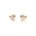 18K Gold Plated Copper Zircon Mother Of Pearl Butterfly Clip-on Earrings For Non Pierced Ears view 5