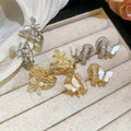 18K Gold Plated Copper Zircon Mother Of Pearl Butterfly Clip-on Earrings For Non Pierced Ears view 3