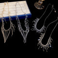 Light Luxury Metal Rice Bead Tassel Sweater Necklace, Geometric Round Pendant Clavicle Chain view 3