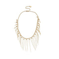 Light Luxury Metal Rice Bead Tassel Sweater Necklace, Geometric Round Pendant Clavicle Chain view 5