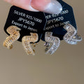 18K Gold Plated Zircon Twisted Geometric Metal Clip-on Earrings for Women view 4