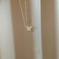 18K Gold Plated Copper Zircon Butterfly Pearl Necklace Elegant Light Luxury Choker For Women view 4