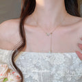 18K Gold Plated Copper Zircon Butterfly Pearl Necklace Elegant Light Luxury Choker For Women view 1