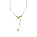 18K Gold Plated Copper Zircon Butterfly Pearl Necklace Elegant Light Luxury Choker For Women view 5