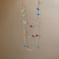 Dopamine Color Crystal Beaded Sweater Necklace Geometric Round Pastoral Light Luxury Collarbone Chain view 4