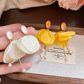 Chiffon Flower Faux Pearl Stud Earrings With Silver Pins, Fresh Beach Vacation Niche Style view 2
