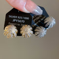 18K Gold Plated Copper Zircon Flower Clip-on Earrings For Women Elegant Fashion OL Jewelry view 4