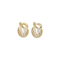 18K Gold Plated Copper Zircon Flower Clip-on Earrings For Women Elegant Fashion OL Jewelry view 5