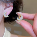 18K Gold Plated Zircon Geometric Faux Pearl Triangle Clip-on Earrings Vintage OL Style view 4