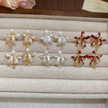 18K Gold Plated Copper Flower Stud Earrings With Zircon Enamel Petals And Silver Posts view 3
