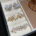 18K Gold Plated Zircon Faux Pearl Geometric Light Luxury Clip-on Earrings view 1