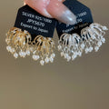 18K Gold Plated Zircon Firework Faux Pearl Floral Clip-on Earrings For Women view 4