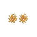 18K Gold Plated Zircon Firework Faux Pearl Floral Clip-on Earrings For Women view 5