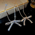 Iron Rhinestone Bow Pendant Necklace Elegant Old Money Style Delicate Collarbone Chain view 2