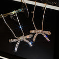 Iron Rhinestone Bow Pendant Necklace Elegant Old Money Style Delicate Collarbone Chain view 4