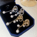 18K Gold Plated Zircon Flower Faux Pearl Oval Geometric Palace Style Clip-on Earrings view 4