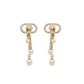 18K Gold Plated Zircon Flower Faux Pearl Oval Geometric Palace Style Clip-on Earrings view 5