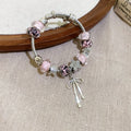 Maillard Style Alloy Cherry Pendant Bangle With Enamel Drip And Rhinestone Detail view 2