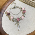 Maillard Style Alloy Cherry Pendant Bangle With Enamel Drip And Rhinestone Detail view 4