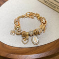 Maillard Style Alloy Cherry Pendant Bangle With Enamel Drip And Rhinestone Detail view 3