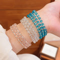 Light Luxury Three Layer Crystal Glass Beaded Open Bangle For Women Daily Minimalist Jewelry view 1