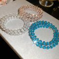 Light Luxury Three Layer Crystal Glass Beaded Open Bangle For Women Daily Minimalist Jewelry view 2