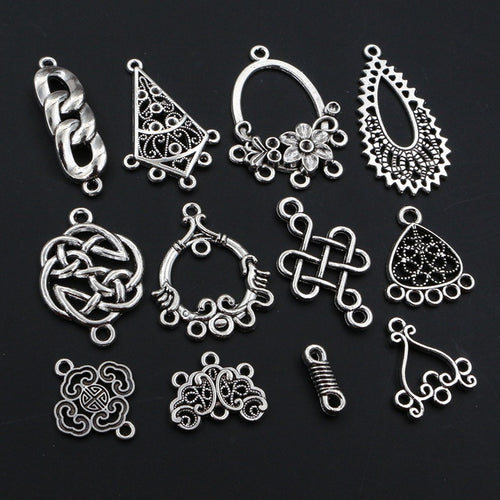 Alloy Multi Hole Vintage Floral Pendant Connectors For DIY Necklace Earring Jewelry Findings Earrings