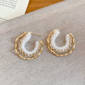 Minimalist Yarn Wrapped C Shape Iron Stud Earrings Geometric Chic Commute Jewelry for Women view 4