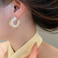 Minimalist Yarn Wrapped C Shape Iron Stud Earrings Geometric Chic Commute Jewelry for Women view 3