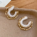 Minimalist Yarn Wrapped C Shape Iron Stud Earrings Geometric Chic Commute Jewelry for Women view 2