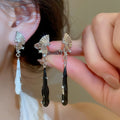 New Chinese Style Alloy Zircon Enamel Teardrop Clip-on Earrings Vintage Ethnic No Piercing Jewelry view 2