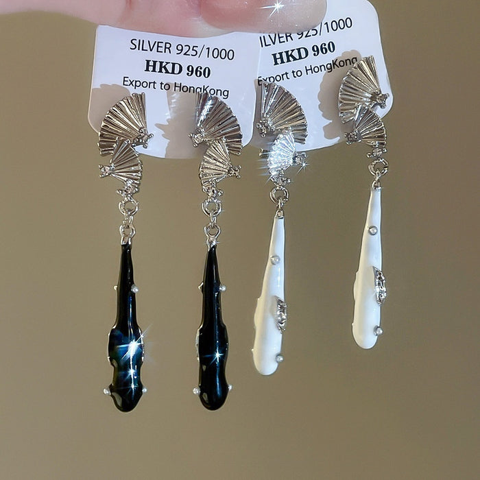 New Chinese Style Alloy Zircon Enamel Teardrop Clip-on Earrings Vintage Ethnic No Piercing Jewelry