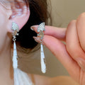 New Chinese Style Alloy Zircon Enamel Teardrop Clip-on Earrings Vintage Ethnic No Piercing Jewelry view 4