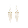 Copper Zircon Triangle Tassel Drop Earrings Minimalist Geometric Ear Hook Jewelry view 5