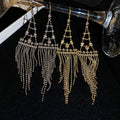 Copper Zircon Triangle Tassel Drop Earrings Minimalist Geometric Ear Hook Jewelry view 2