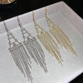 Copper Zircon Triangle Tassel Drop Earrings Minimalist Geometric Ear Hook Jewelry view 4