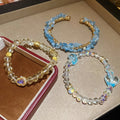 Light Luxury Crystal Zircon Heart Butterfly Beaded Bangle Elegant Niche Women's Jewelry view 4