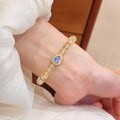 Light Luxury Crystal Zircon Heart Butterfly Beaded Bangle Elegant Niche Women's Jewelry view 3