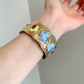 European American Iron Metallic Scarf Wrapped Geometric Round Bangle Light Luxury Fashion Bracelet view 4