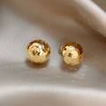 18K Gold Plated Copper Wrinkled Geometric Round Stud Earrings Minimalist Chic Modern Style view 3