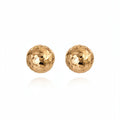 18K Gold Plated Copper Wrinkled Geometric Round Stud Earrings Minimalist Chic Modern Style view 5