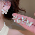 Light Luxury Copper Butterfly Stud Earrings With Zircon And Mother Of Pearl For Women view 2