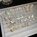 Light Luxury Copper Butterfly Stud Earrings With Zircon And Mother Of Pearl For Women view 3