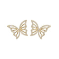 Light Luxury Copper Butterfly Stud Earrings With Zircon And Mother Of Pearl For Women view 5