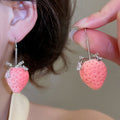 Resin Strawberry Waterdrop Stud Earrings With Zircon Accents Cute Light Luxury Women's Jewelry view 4