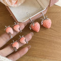 Resin Strawberry Waterdrop Stud Earrings With Zircon Accents Cute Light Luxury Women's Jewelry view 3