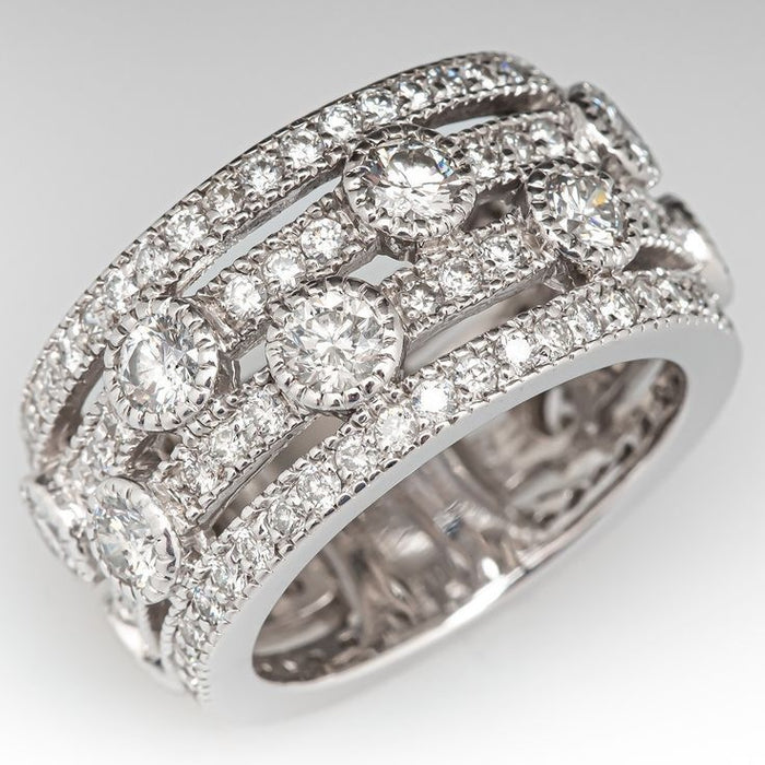Light Luxury Multilayer Zircon Ring, Fashionable Shiny Personality Banquet Style Accessory
