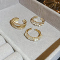 Light Luxury Geometric Open Ring With Zircon Cat Eye Stone And Bamboo Joint Design For Women view 2