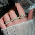 Light Luxury Geometric Open Ring With Zircon Cat Eye Stone And Bamboo Joint Design For Women view 3